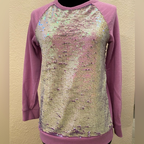 Cat & Jack size 10/12 purple or pink flip sequin sweatshirt - Picture 3 of 4